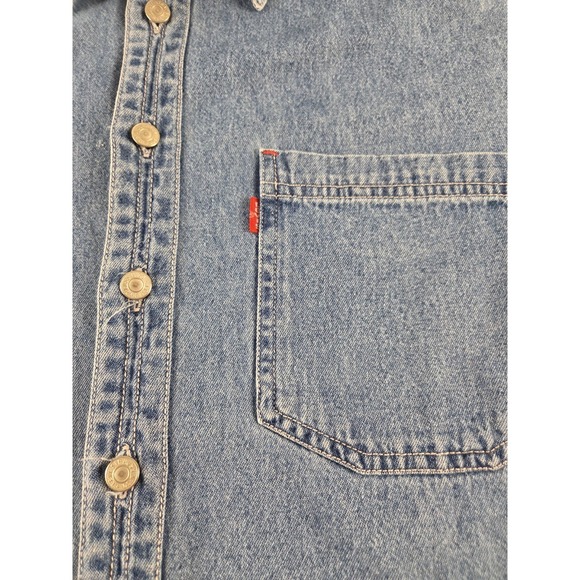Levi's Denim Shirt XL Button Up Blue Workwear Y2K Vintage Style Cotton - Picture 5 of 6